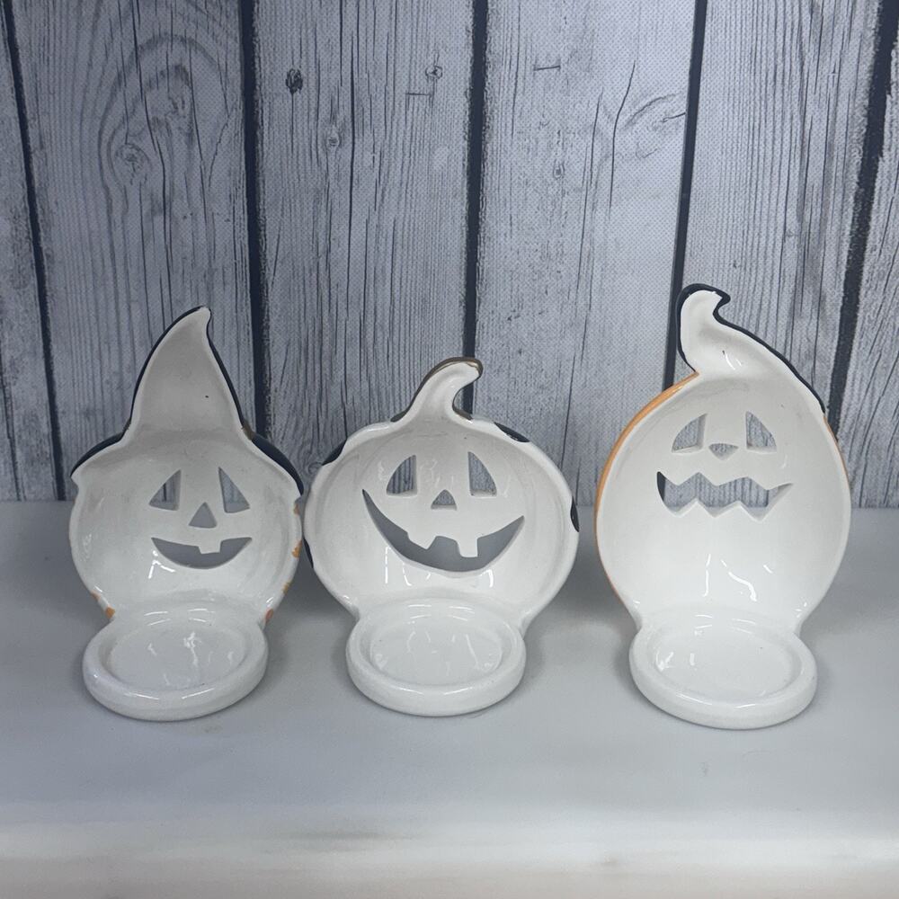 PartyLite GHOULIE JACK O’ LANTERNS Votive Holder Trio Set Of 3 #P93391 - Picture 7 of 8